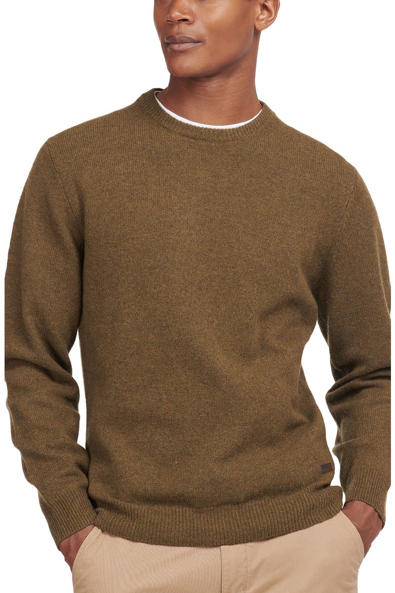 Essential Patch Wool Crewneck Sweater, Main, color, WILLOW GREEN