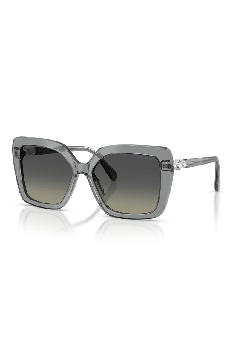 57mm Butterfly Sunglasses, Alternate, color, TRANSPARENT GREY / GREY