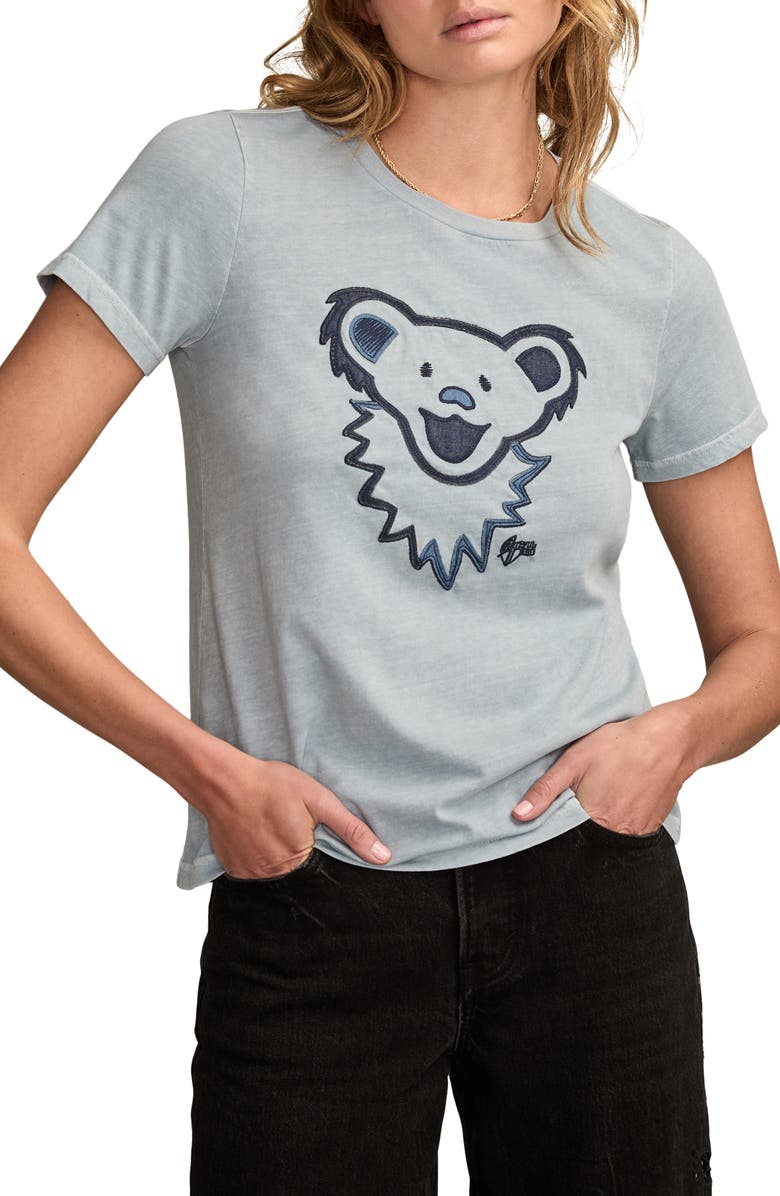 Lucky Brand Grateful Dead Denim Bear Head T-Shirt, Main, color, Dusty Blue