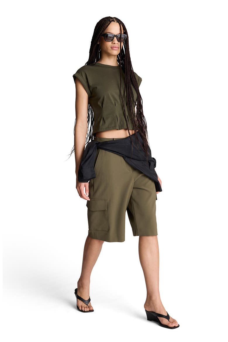 Extended Shoulder Peplum Top, Alternate, color, TURTLE GREEN