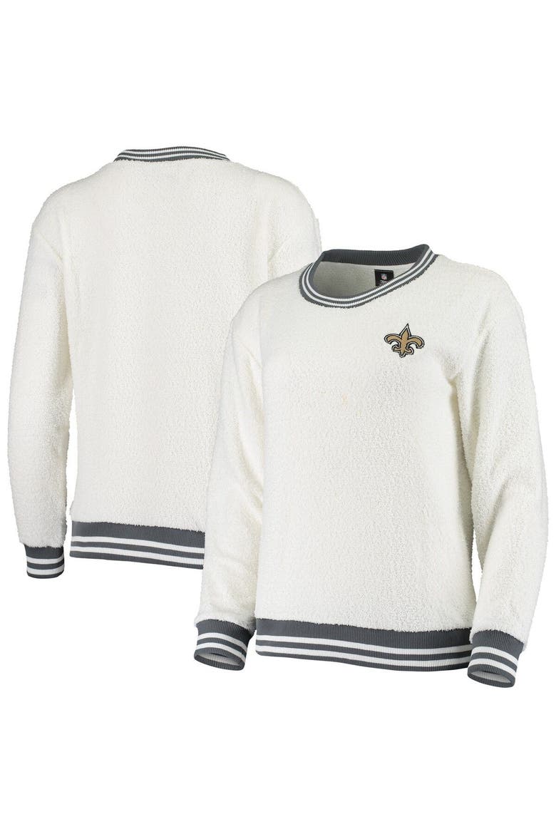 Women's Concepts Sport Cream/Charcoal New Orleans Saints Granite Knit Pullover Sweatshirt, Alternate, color, Cream