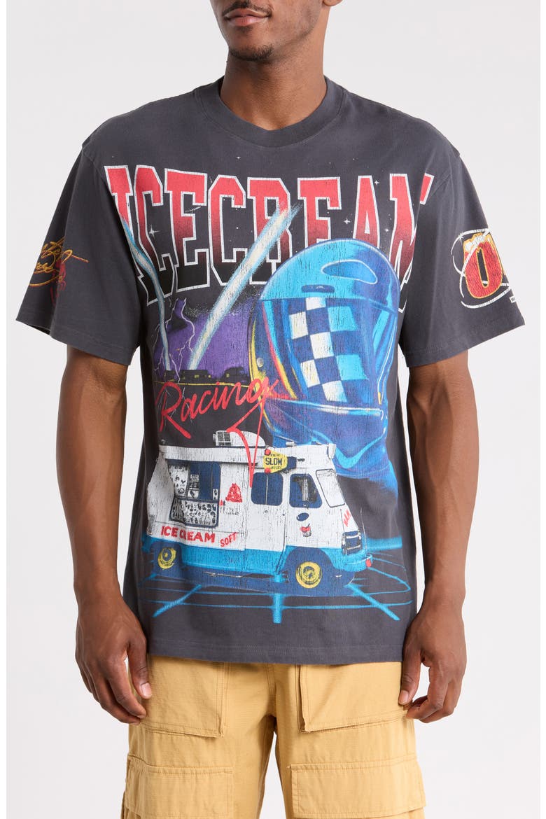 Racing Graphic T-Shirt, Main, color, CHARCOAL ART