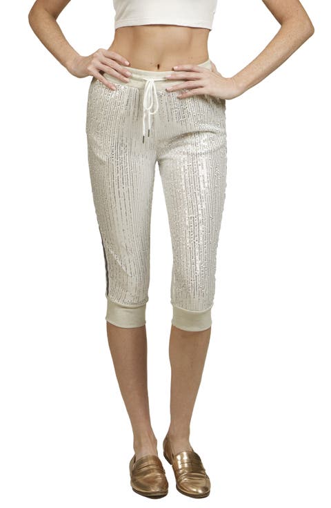Sequin Side Stripe Capri Pants