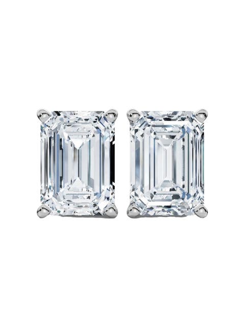 2Ct TW Emerald Cut Diamond Studs 14k Gold Lab Grown