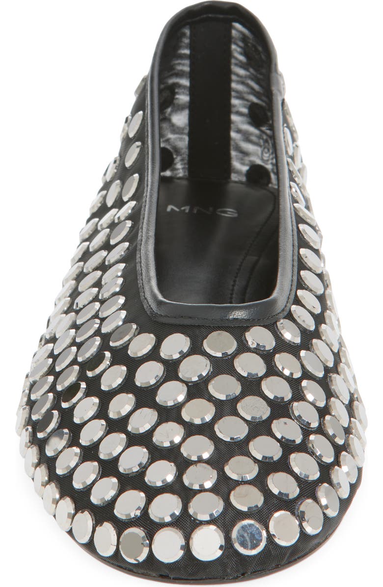 MANGO Savoir Studded Mesh Flat, Alternate, color, Black