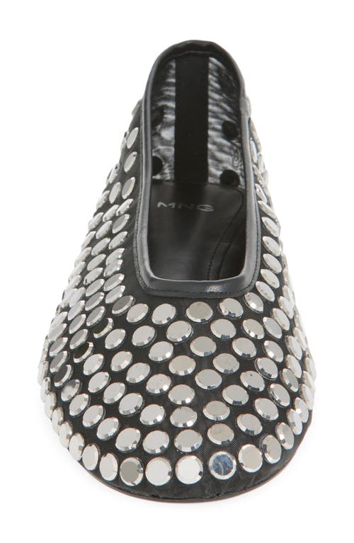 Mango Savoir Studded Mesh Flat In Black