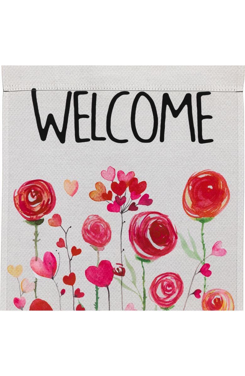 Northlight Roses and Hearts Floral "Welcome" Outdoor Garden Flag 18" x 12.5", Alternate, color,
