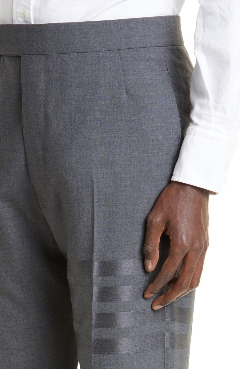 Thom Browne 4-Bar Mélange Wool Pants, Alternate, color, Dark Grey