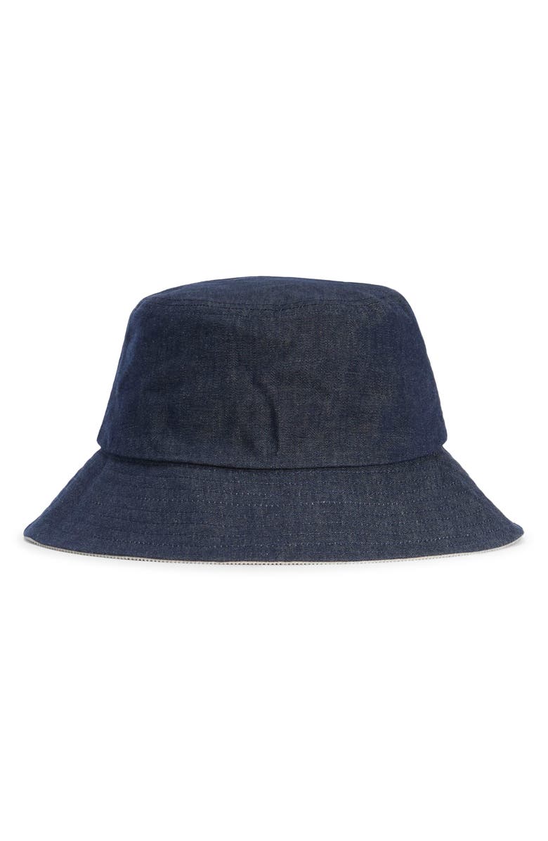 Barbour Asker Water Resistant Waxed Denim Bucket Hat, Alternate, color, Indigo