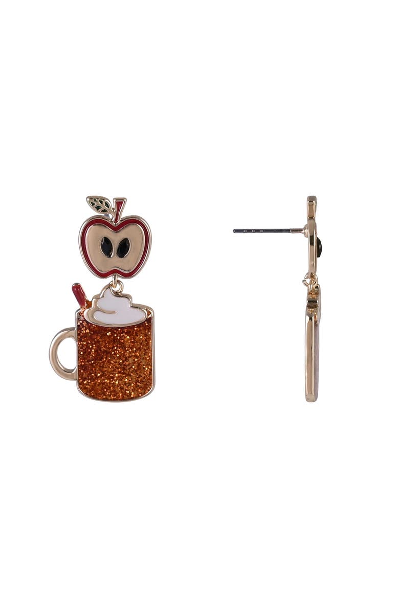Apple Cider Mug Earrings, Alternate, color, Orange