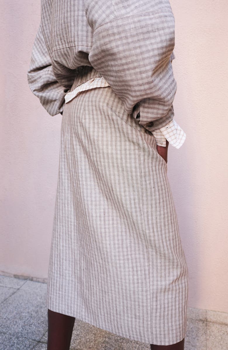 MANGO Check Faux Wrap Midi Skirt, Alternate, color, 