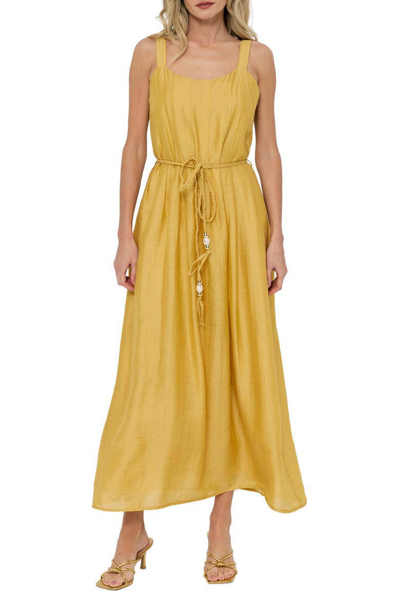 Claudia Tie Waist Midi Dress, Main, color, PIMROSE YELLOW