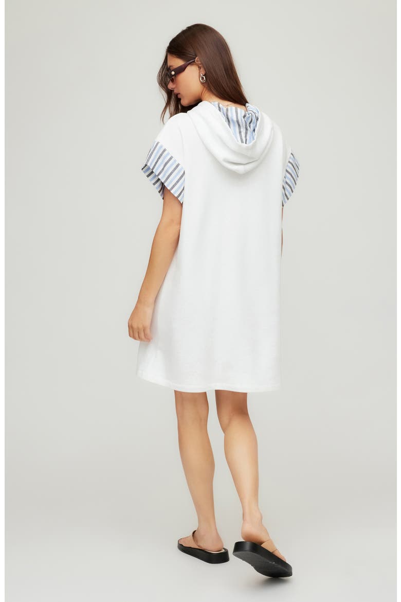 Dayna Contrast Detail French Terry Hoodie Minidress, Alternate, color, OFF WHITE
