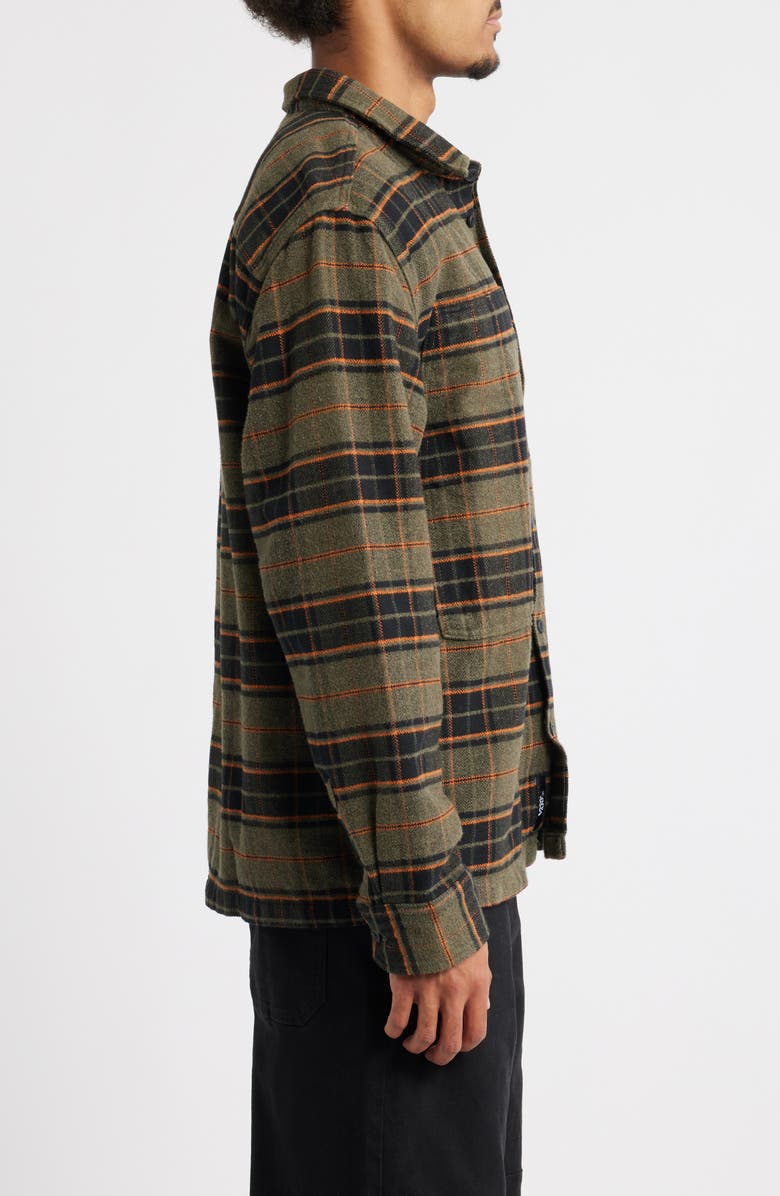 Vans Plaid Cotton Flannel Button-Up Overshirt, Alternate, color, Grape Leaf Heather