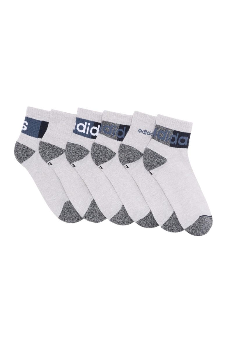 adidas Quarter Logo Socks - Pack of 6, Main, color, 