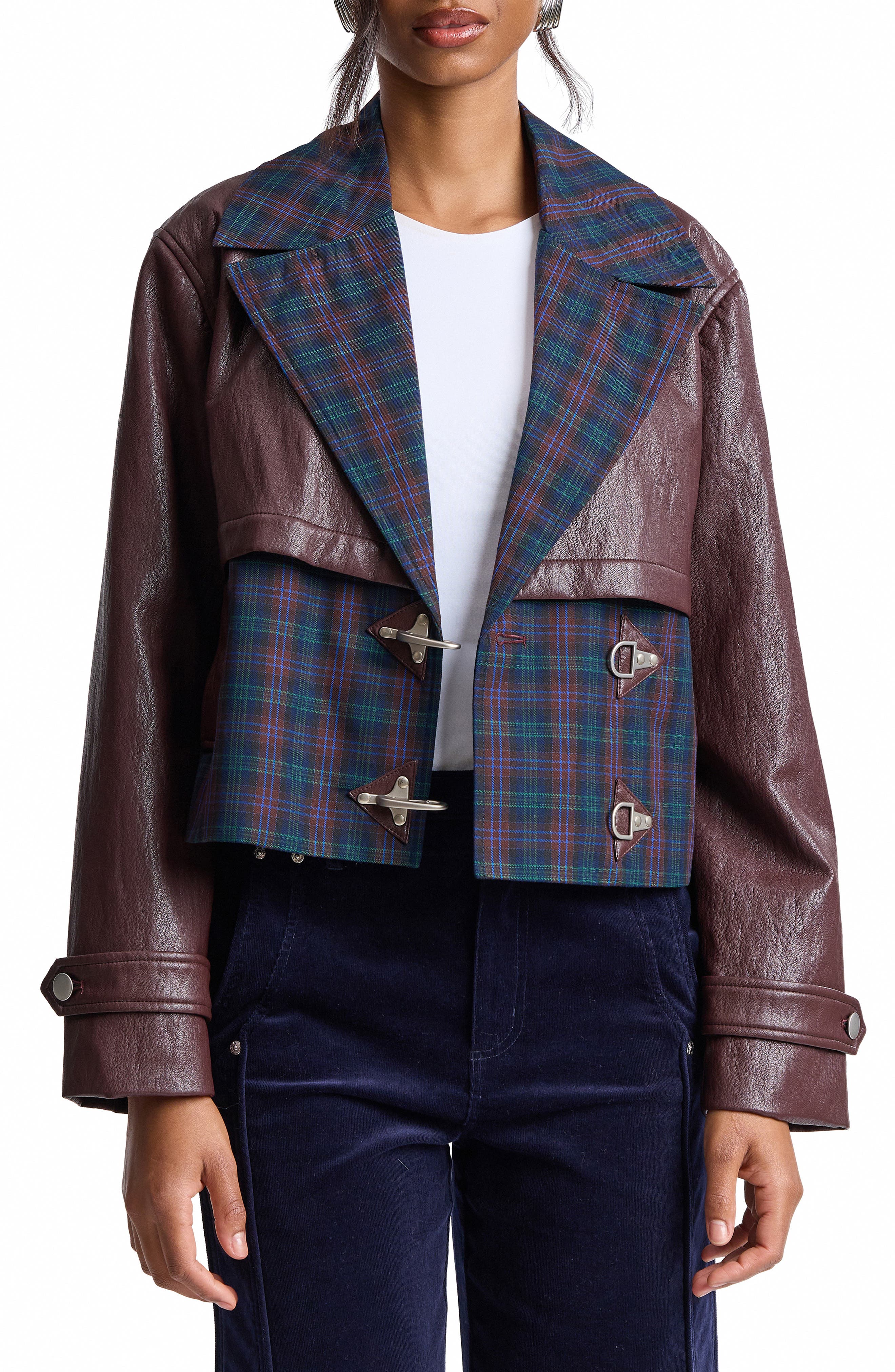 selected BLUE PLAID- BURGUNDY