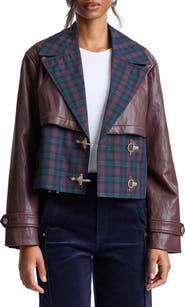 Avec Les Filles Colorblock Faux Leather Cropped Jacket
