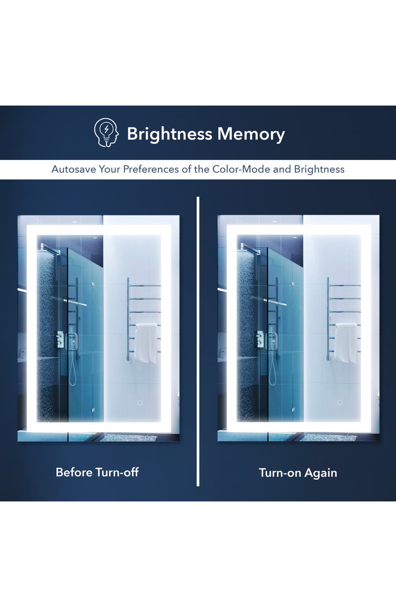 JONATHAN Y Remy Rectangular Frameless Antifog Front-Lit Wall Bathroom Vanity Mirror with Smart Touch, Alternate, color, 