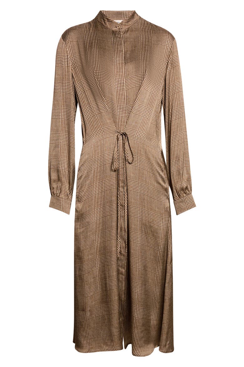 Glen Plaid Satin Dress, Alternate, color, 8810 DARK BROWN