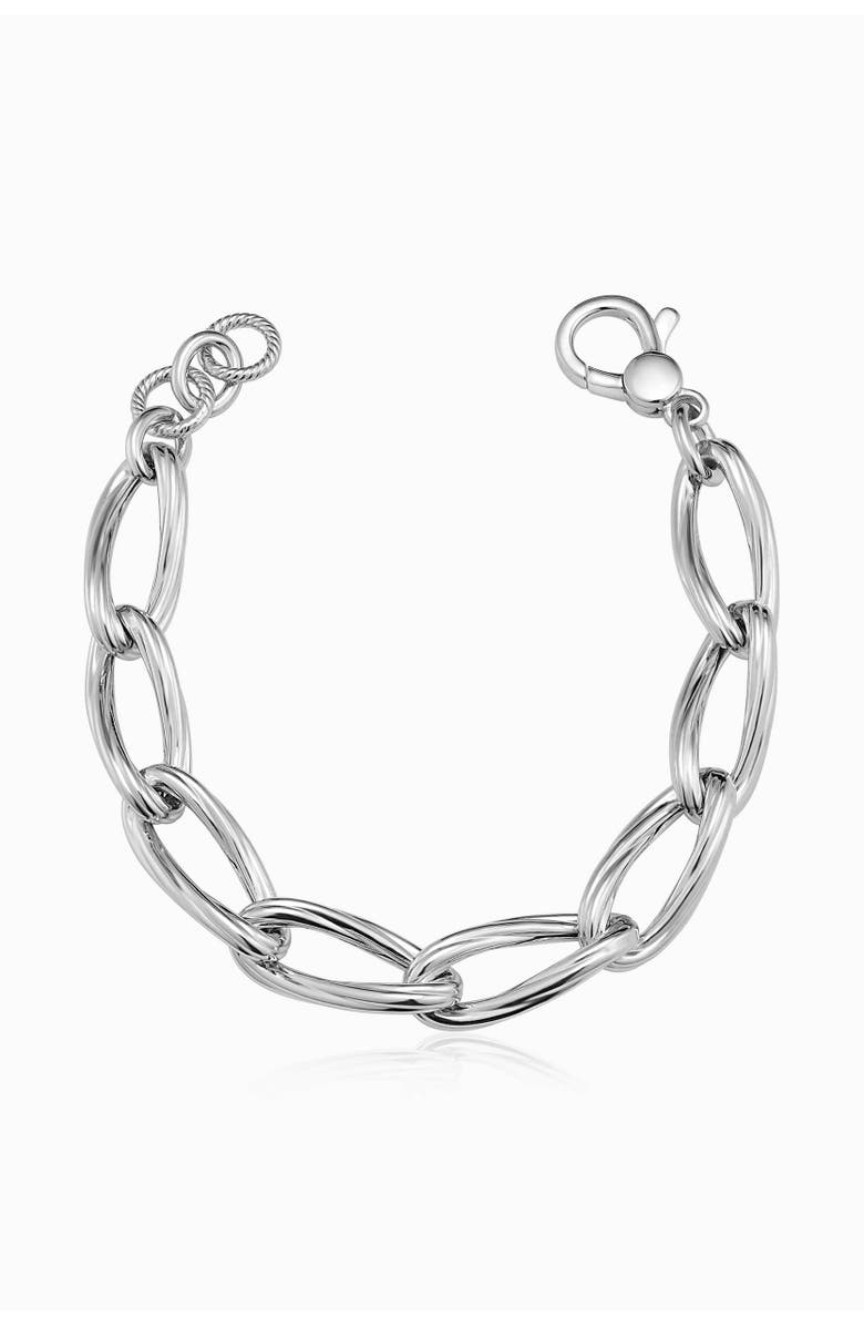 Oradina Sterling Silver Milanese Twist Link Bracelet, Main, color, Silver