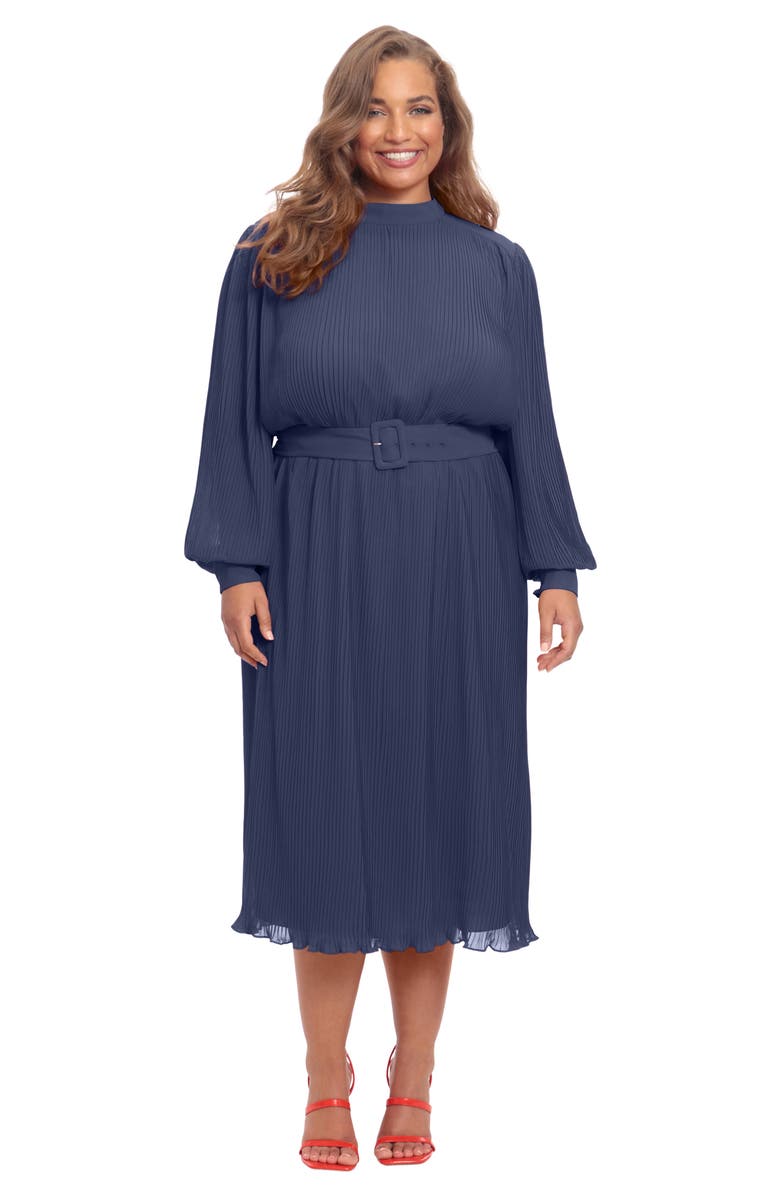 Maggy London Belted Pleated Midi Dress, Alternate, color,