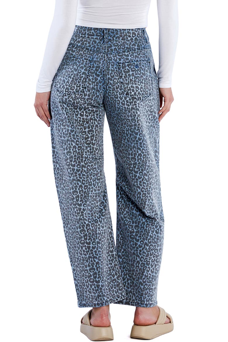High Waist Animal Print Barrel Leg Jeans, Alternate, color, DENIM LEOPARD