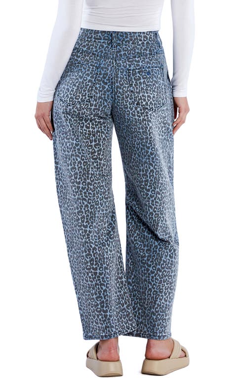 Wash Lab Denim High Waist Animal Print Barrel Leg Jeans In Denim Leopard