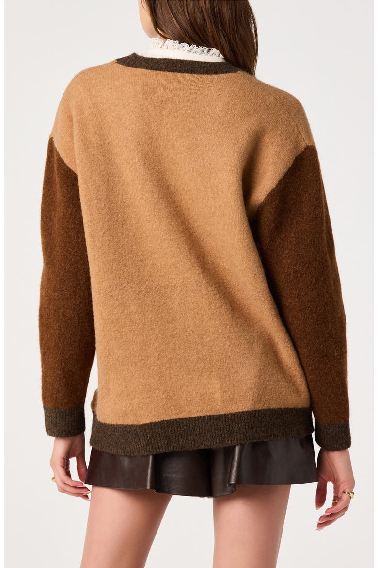 Rosalinda Intarsia Cardigan, Alternate, color, CAMEL BROWN
