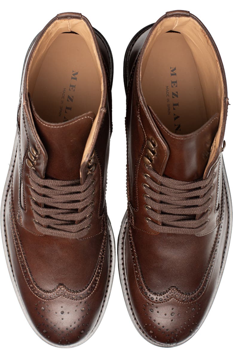 Mezlan Wingtip Lug Sole Boot, Alternate, color, Brown