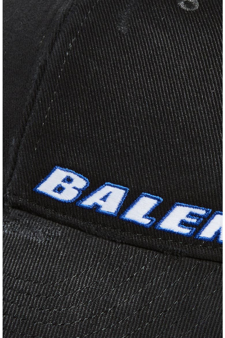 Tilted Typo Distressed Cotton Twill Baseball Cap, Alternate, color, BLACK