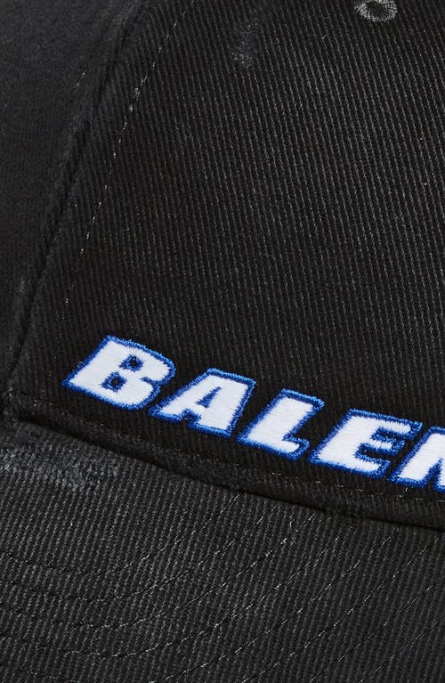 Balenciaga Tilted Typo Distressed Cotton Twill Baseball Cap In Brown