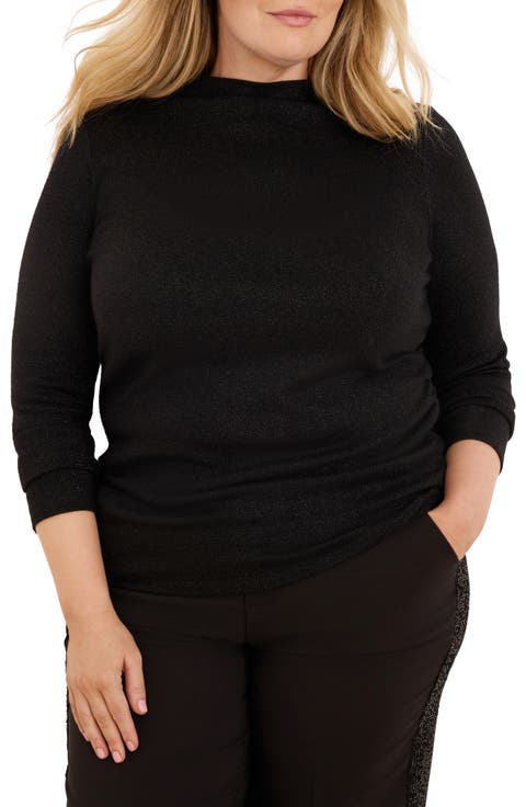 Everyday Sparkle Ruched Funnel Neck Top
