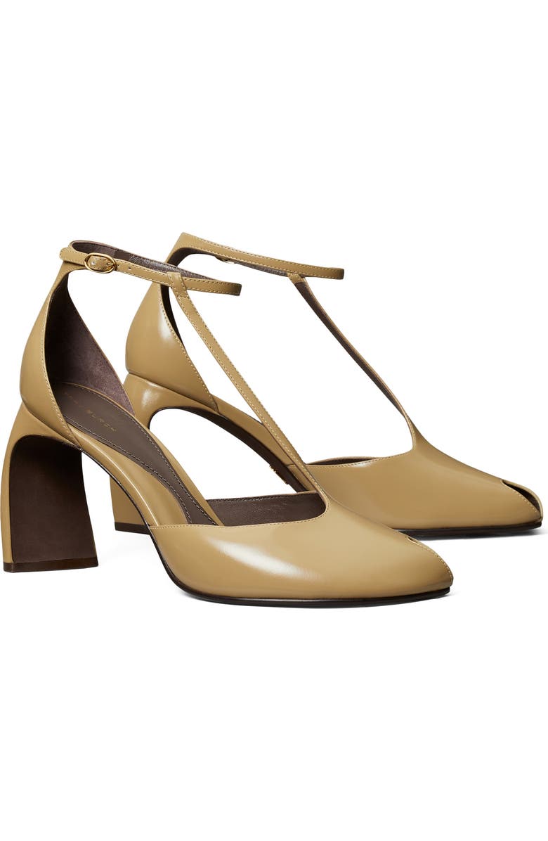 Tory Burch T-Strap Peep Toe Pump, Main, color, Warm Nutmeg