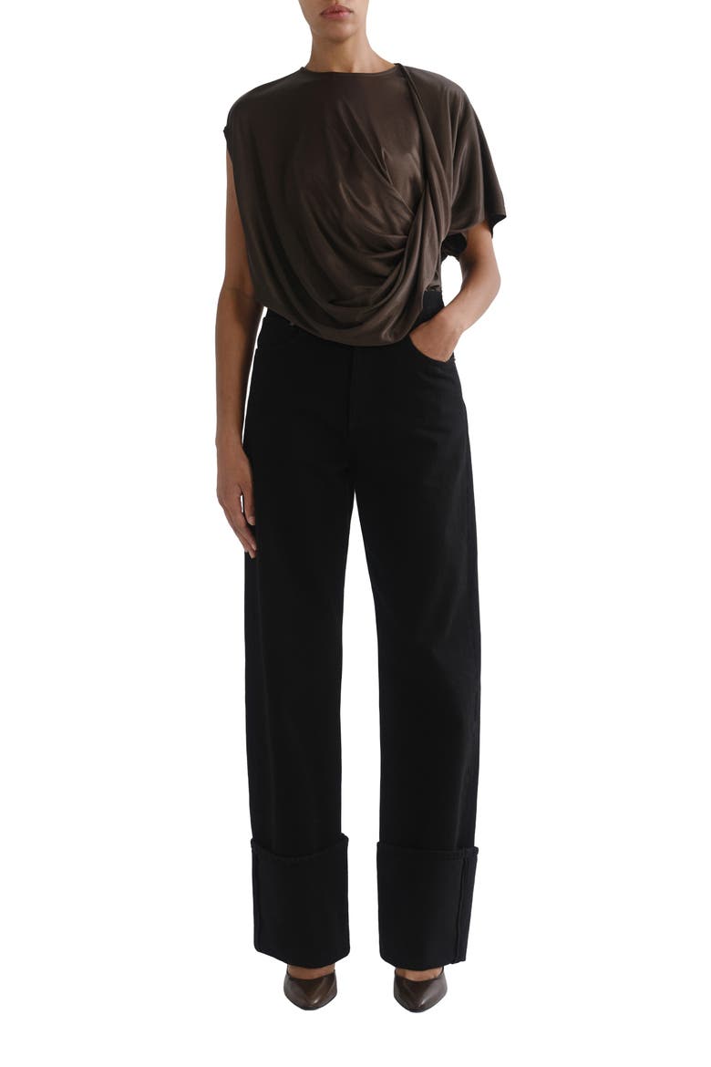 Milena Twisted Drape Tee, Alternate, color, BRONZE