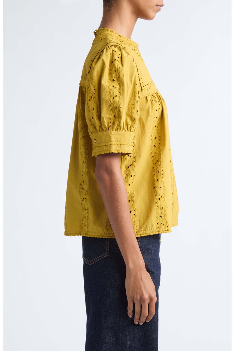 Una Eyelet Cotton Top, Alternate, color, CITRINE