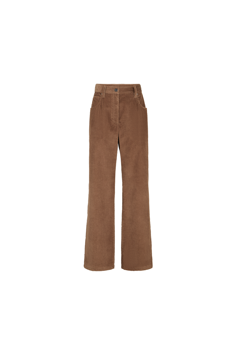 Cotton corduroy straight five-pocket trousers with monili, Alternate, color, Dattero