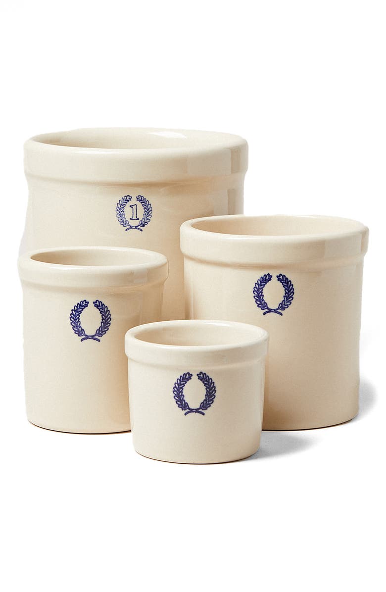 Farmhouse Pottery 2-Quart Laurel Glazed Stoneware Crock, Main, color, Beige