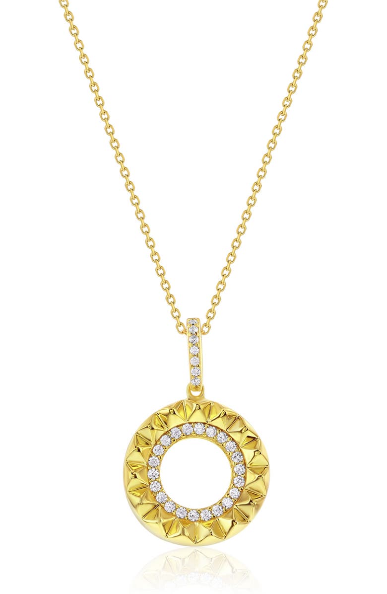 SUZY LEVIAN Cubic Zirconia Sunburst Pendant Necklace, Main, color, Yellow