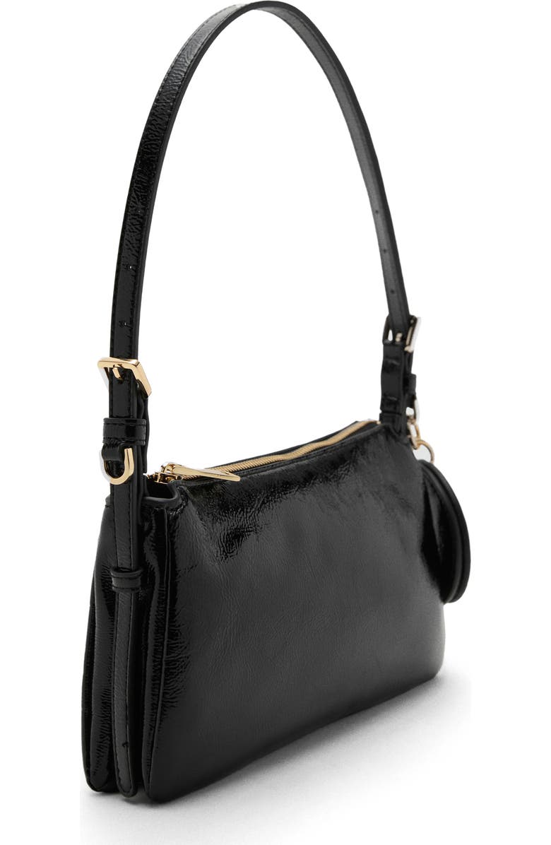 MANGO Faux Leather Shoulder Bag, Alternate, color, Black