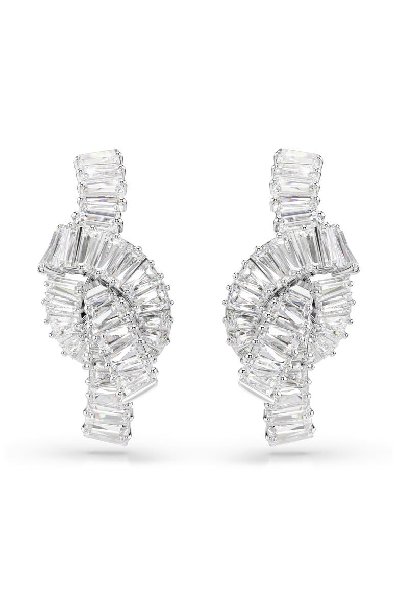 Matric Knot Drop Earrings, Alternate, color, WHITE/ SILVER