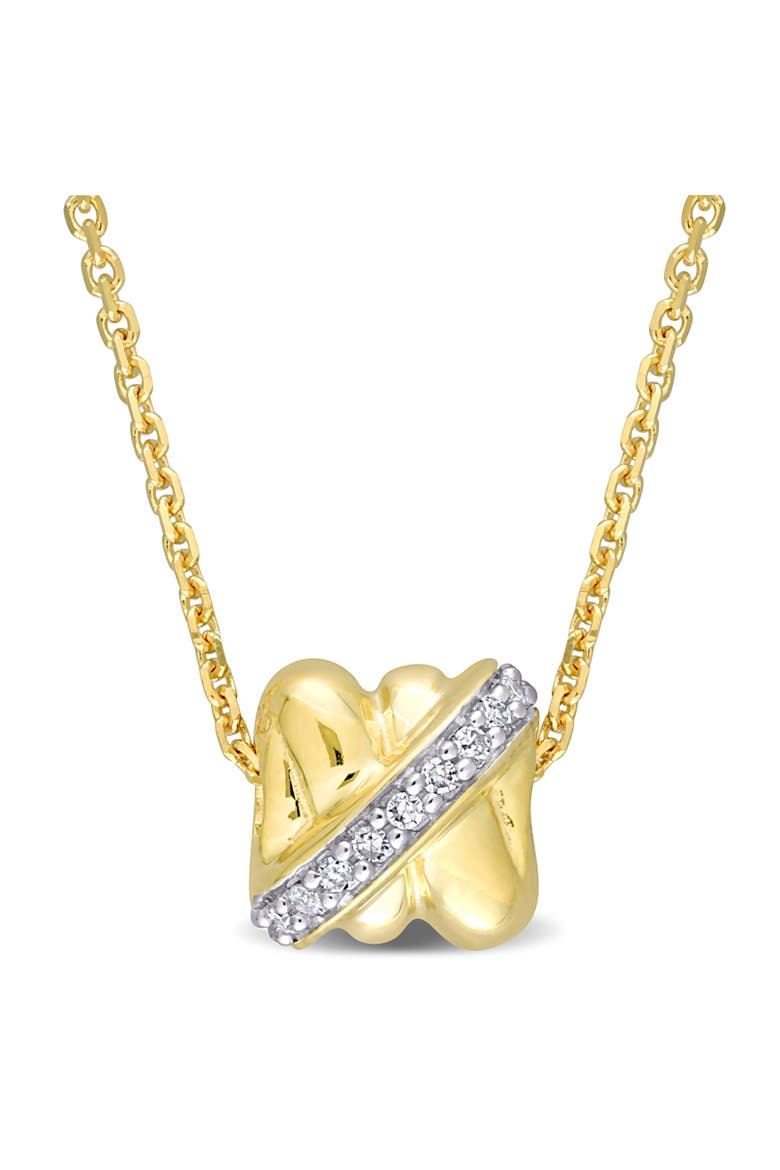 Diamond Crossover Design Necklace 14k, Main, color, Yellow Gold