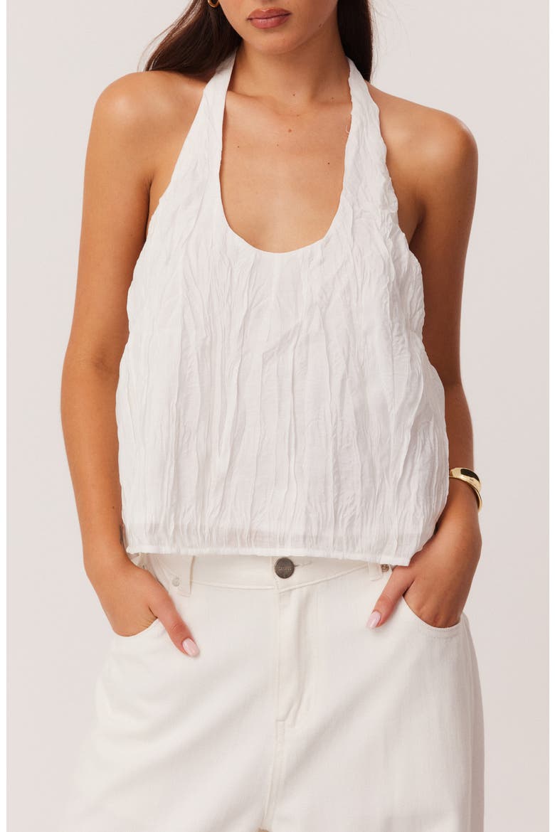 Brandi Crinkle Halter Top, Alternate, color, WHITE