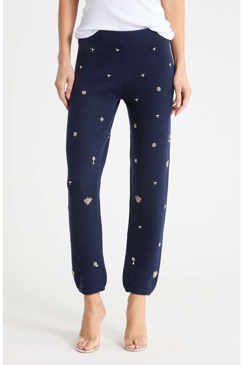 Kandace Crystal Embellished Wool Blend Knit Joggers, Main, color, MIDNIGHT