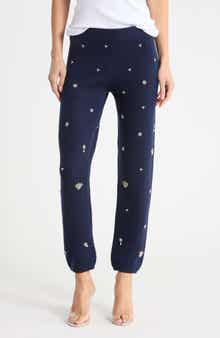 Kandace Crystal Embellished Wool Blend Knit Joggers