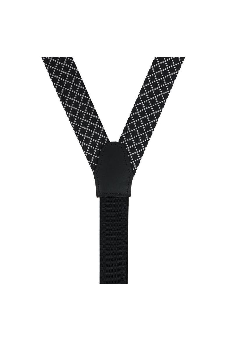 Rowan Geometric Pattern Silk Button End Suspenders, Alternate, color, Black