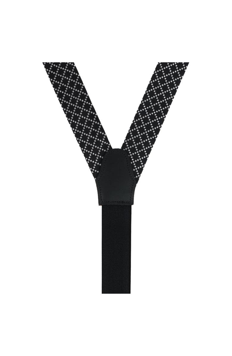 Trafalgar Rowan Geometric Pattern Silk Button End Suspenders, Alternate, color, Black