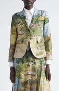 Thom Browne Country Scene Print Silk Sport Coat