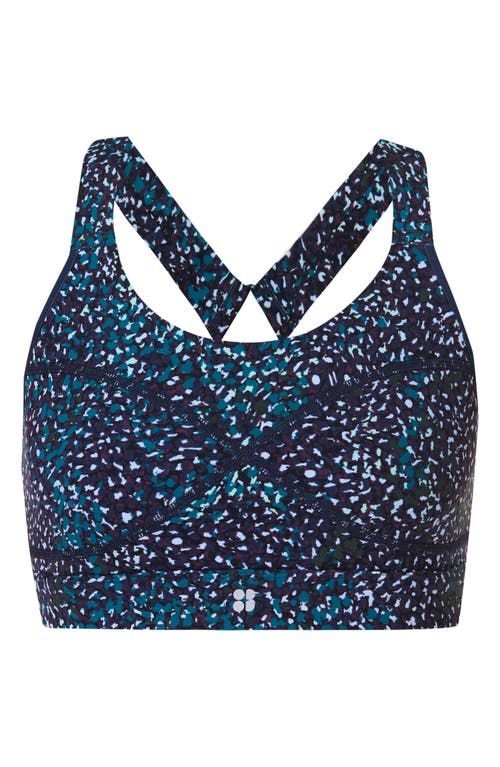 Shop Sweaty Betty Power Medium Support Sports Bra In Blue Aurora Print
