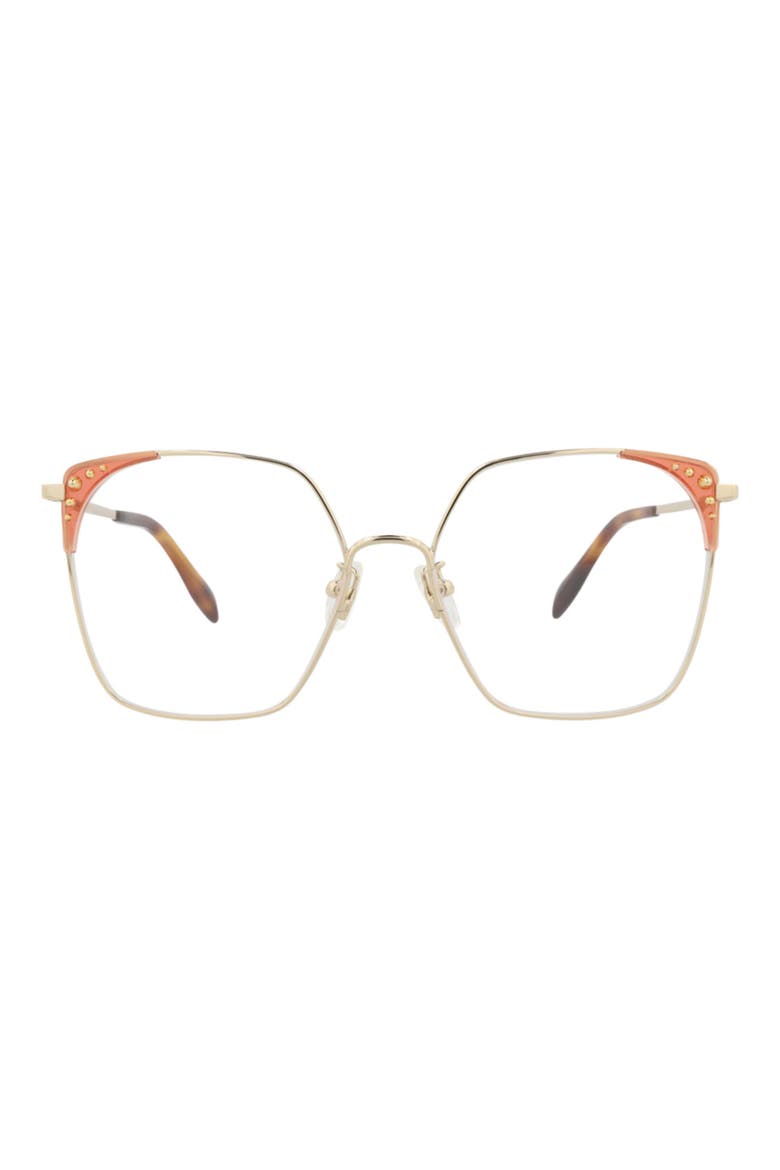 56mm Square Optical Glasses, Main, color, GOLD/ RED TRANSPARENT