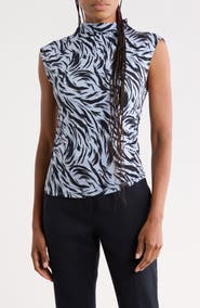 NORDSTROM RACK Sleeveless Ruched Mock Neck Top